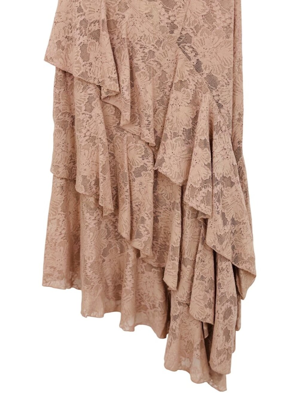 NWT Free People Asymmetrical Tiered Ruffle Hem Pink Lace Dress S | Coquette Boho - Picture 13 of 16